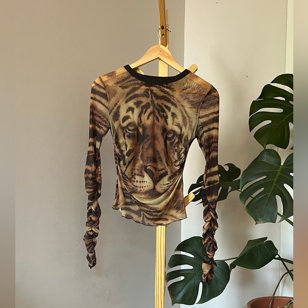 Mesh Tiger Face Long Sleeve Top